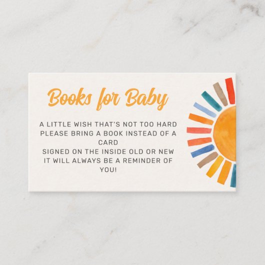 ベビーサンベビーシャワー囲いカード用の本 エンクロージャーカード (正面)