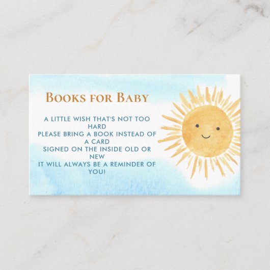 ベビーサンボーイ赤ちゃんシャワー用の本 エンクロージャーカード (正面)