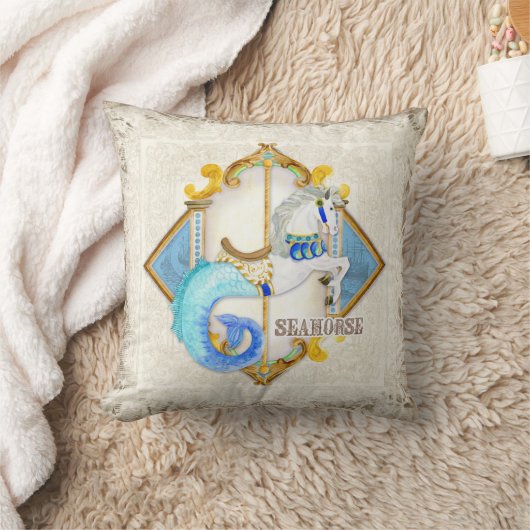 ベビーサーカスファンタジーシーホース回転木馬ヴィンテージ クッション (ブランケット)