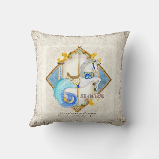 ベビーサーカスファンタジーシーホース回転木馬ヴィンテージ クッション (裏面)