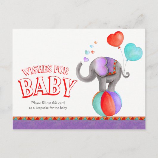 ベビーサーカス象シャワー葉書のご希望 アドバイスカード (正面)