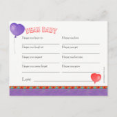 ベビーサーカス象シャワー葉書のご希望 アドバイスカード (裏面)