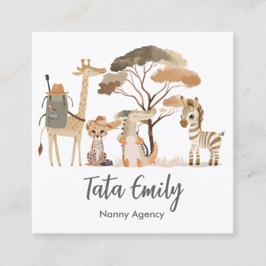 ベビーサービスかわいい動物の名刺 スクエア名刺 (正面)