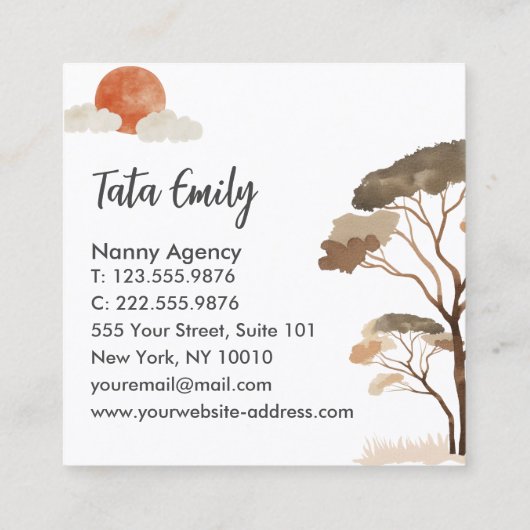 ベビーサービスかわいい動物の名刺 スクエア名刺 (裏面)