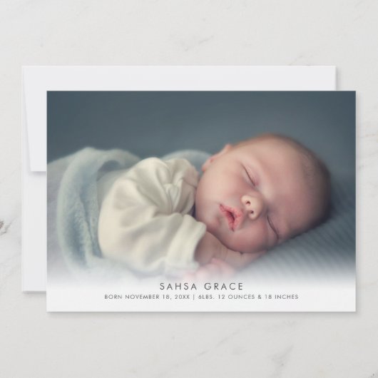 ベビーザコールドアウトアウトアウトサイドブルーフォトホリデー誕生 案内状 (裏面)