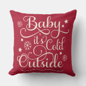 ベビーザコールドアウトアウトダークレッドスクリプトホリデー クッション (正面)
