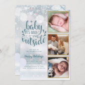 ベビーザコールドアウトアウトフォトボーイホリデー誕生 案内状 (正面/裏面)