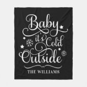 ベビーザコールドアウトアウトブラックスクリプトファミリーホリデー フリースブランケット (正面)