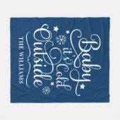 ベビーザコールドアウトネイビースクリプトファミリーホリデー フリースブランケット (正面(横))