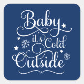 ベビーザコールドアウトネイビーブルースクリプトホリデイ スクエアシール (正面)