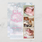 ベビーザコールドアウトフォトガールホリデイ誕生 案内状 (正面/裏面)
