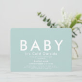 ベビーザコールドアウトミニマリストブルーベビーシャワー 招待状 (スタンド正面)