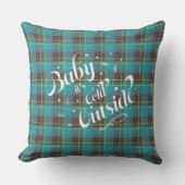 ベビーザコールド外ブループレイドホリデーモダン クッション (正面)