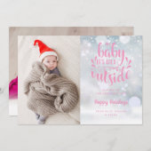ベビーザコールド外側ピンクガールホリデイ誕生 案内状 (正面/裏面)