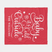 ベビーザコールド外側レッドスクリプトファミリーホリデー フリースブランケット (正面(横))