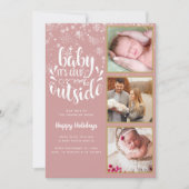 ベビーザコールド外側3フォトガールホリデー誕生 案内状 (正面)