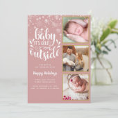 ベビーザコールド外側3フォトガールホリデー誕生 案内状 (スタンド正面)