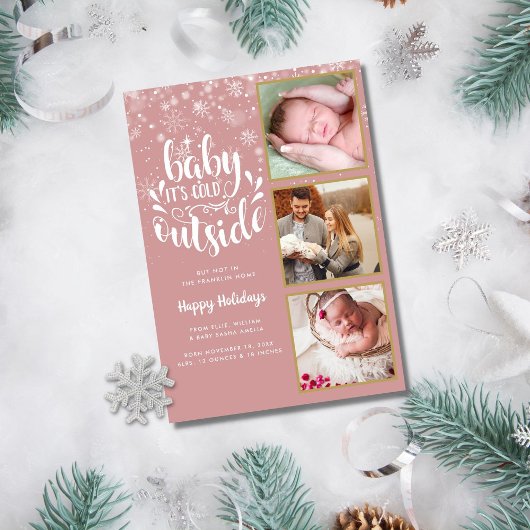 ベビーザコールド外側3フォトガールホリデー誕生 案内状