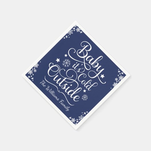 ベビーザコールド屋外ネイビーホリデパーソナライズされたィ スタンダードカクテルナプキン (角)