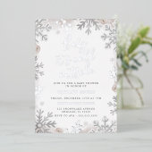 ベビーザコールド赤面スノーフレーク赤ちゃんシャワー 箔招待状 (立ち正面)