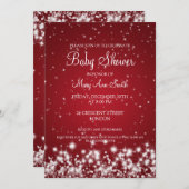 ベビーシエレガントャワー冬のきらめく赤 招待状 (正面/裏面)