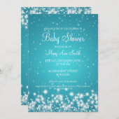 ベビーシエレガントャワー冬のスパークルターコイズ 招待状 (正面/裏面)