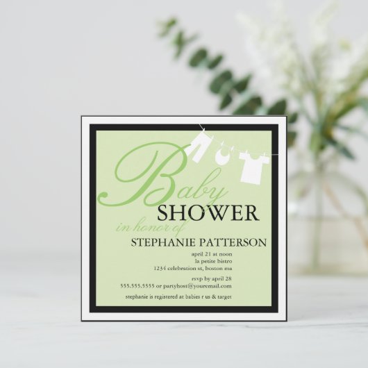 ベビーシエレガントャワー服ライングリーン招待状 招待状 (スタンド正面)