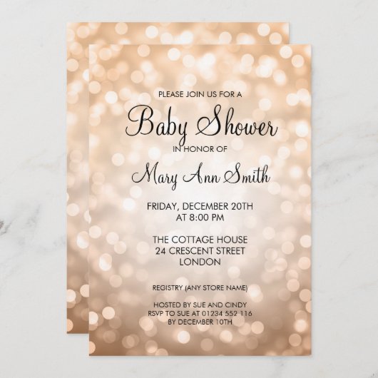 ベビーシエレガントャワー銅製グリッター灯 招待状 (正面/裏面)