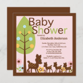 ベビーシカトリプレット多重ベビーシャワー招待状 招待状 (正面/裏面)