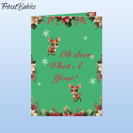 ベビーシカ、子鹿、シカ、シカ、フローラトナカイ🦌 🎄緑 シーズンカード
