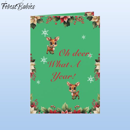 ベビーシカ、子鹿、シカ、シカ、フローラトナカイ🦌 🎄緑 シーズンカード