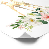 ベビーシカ、森林動物、ボホ、ピンクの花 ポスター (角)