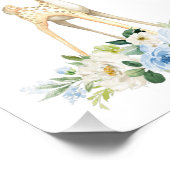 ベビーシカ、森林動物、ボホ、青い花 フォトプリント            (角)