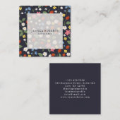 ベビーシッターいちごネイビーパターンスクエア スクエア名刺 (正面/裏面)