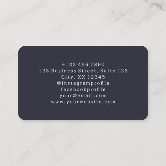 ベビーシッターいちご柄ネイビービジネスカード 名刺 (裏面)