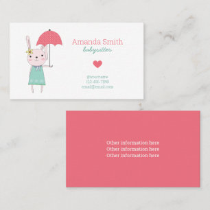 ベビーシッターかわいいウサギのベビーシッターのサービス 名刺