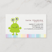 ベビーシッターかわいいグリーンモンスターエイリアン名刺 名刺 (正面)