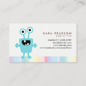 ベビーシッターかわいいシアンモンスターエイリアン名刺 名刺 (正面)