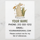 ベビーシッターかわいいフローラバニーベビーサービス チラシ (正面)