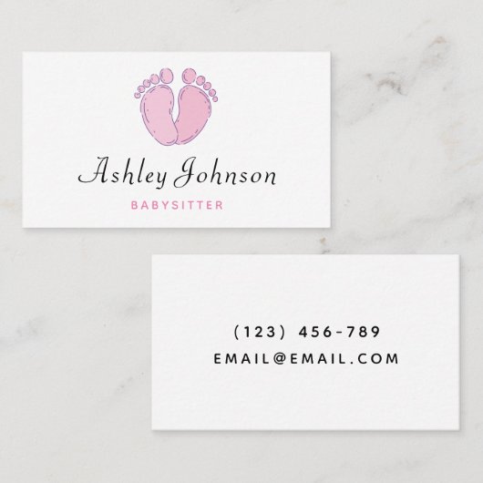ベビーシッターかわいいベビーフットプリントチャイルド気に乳児 名刺 (正面/裏面)