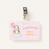 ベビーシッターかわいいペンギン事業名タグ バッジ (正面クリップ)