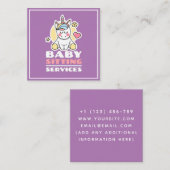 ベビーシッターかわいいユニコーンプロフェッショナルkid スクエア名刺 (正面/裏面)