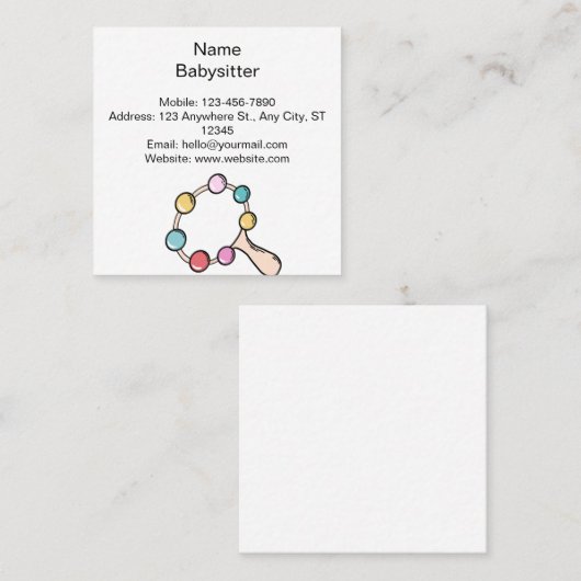 ベビーシッターかわいい名刺 スクエア名刺 (正面/裏面)