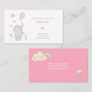 ベビーシッターかわいい象のベビーシッターのサービス 名刺