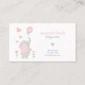 ベビーシッターかわいい象のベビーシッターのサービス 名刺 (正面)
