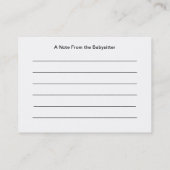 ベビーシッターさんからの感謝状 名刺 (裏面)