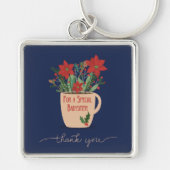 ベビーシッターさんクリスマスポインセティアスにありがとう キーホルダー (正面)