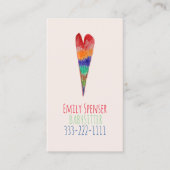 ベビーシッターと気に子描ハートカード 名刺 (正面)