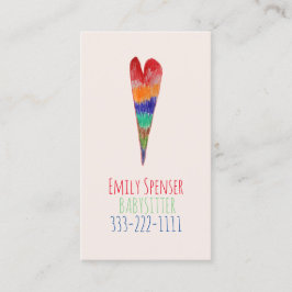 ベビーシッターと気に子描ハートカード 名刺