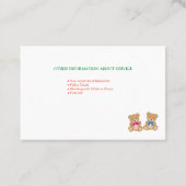 ベビーシッターと育児用名刺 名刺 (裏面)